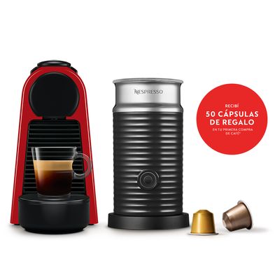 Cafetera Nespresso Essenza Mini D Roja + Aeroccino Espumador