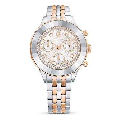 Reloj Octea chrono, Fabricado en Suiza, Brazalete de metal, Tono oro rosa, Combinación de acabados metálicos