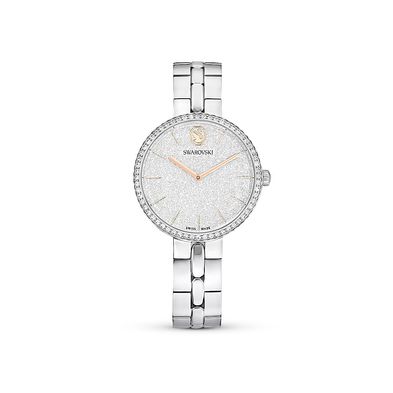 Reloj Cosmopolitan, Fabricado en Suiza, Brazalete de metal, Tono plateado, Acero inoxidable