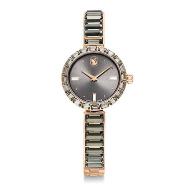 Reloj Matrix Bangle, Fabricado en Suiza, Pulsera de cristal, Gris, Acabado Baño Tono oro rosa