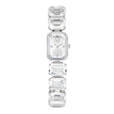 Reloj pulsera de talla octogonal, Blanco, Acero inoxidable