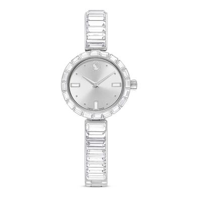 Reloj Matrix Bangle, Fabricado en Suiza, Pulsera de cristal, Tono plateado, Acero inoxidable