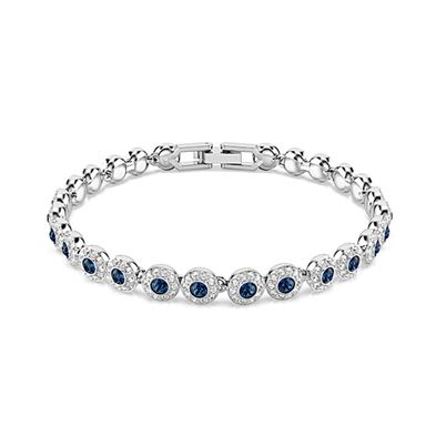Pulsera Tennis Una Angelic, Talla redonda, Azul, Baño de rodio