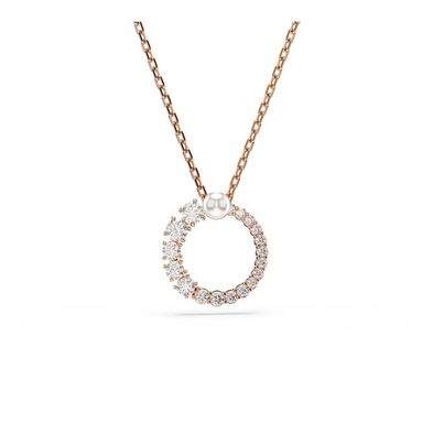 Colgante Matrix, Crystal Pearl, Talla redonda, Blanco, Recubrimiento Baño Tono oro rosa