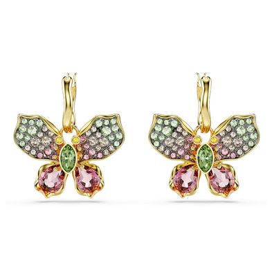 Pendientes Idyllia, Tallas Mixtas, Pavé, Mariposa, Multicolores, Combinación De Acabados Metálicos