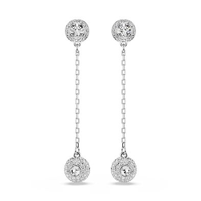 Pendientes Una Angelic, Talla redonda, Blancos, Baño de rodio